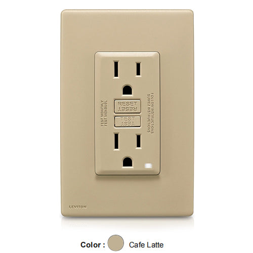 Leviton RKG15-CA, Color Change Kit for Renu 15A Tamper-Resistant GFCI Receptacle, Café Latte, 2 Packs