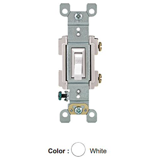 Leviton RS115-WCP, Framed Single Pole AC Quiet Toggle Switch, Residential Grade, 15A 120V AC, Quickwire Push-In & Side Wired, Terminal Clamps, Grounding Clip, Ground Screw, White, 2 Packs