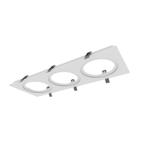 DawnRay RTT35-WH, Triple Head White Finished Plate for 3.5 inch Baffle/Gimbal Series