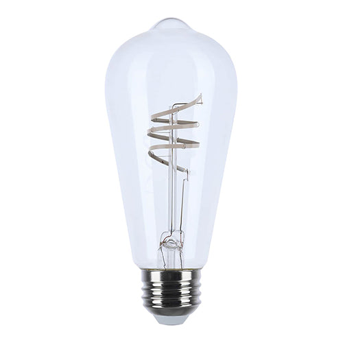 Satco S10520, ST19 LED, Reminiscent, Flex Gray Coil Filament, 6W, 120V, 2700K Warm White, 500 Lumens, Medium E26 Base, Clear Finish