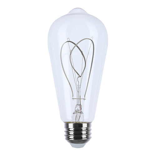 Satco S10525, ST19 Loop LED, Reminiscent, Flex Gray Filament, 6W, 120V, 2700K Warm White, 500 Lumens, Medium E26 Base, Clear Finish