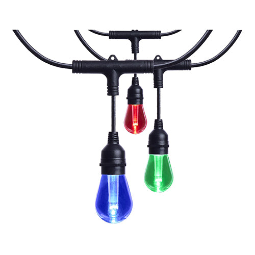 Satco S11190, Starfish, 24' LED String Light, 7W, 120V, 3000-6500K RGB and Tunable White, 340 Lumens, 4-Pin Base, IOT, 12-S14 Lamps, Black