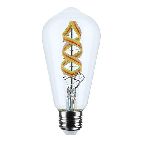 Satco S11240, ST19 LED, 6W, 120V, 2700-5000K RGB and Tunable White, 450 Lumens, Medium E26 Base, Clear Finish