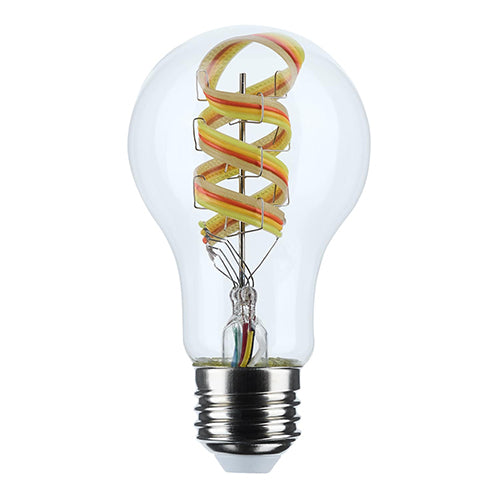 Satco S11241, A19 LED, 6W, 120V, 2700-5000K RGB and Tunable White, 450 Lumens, Medium E26 Base, Clear Finish