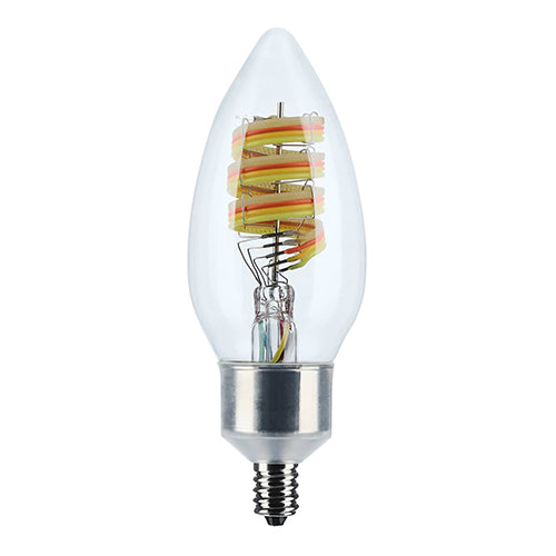 Satco S11242, B11 LED, 4W, 120V, 2700-5000K RGB and Tunable White, 300 Lumens, Candelabra E12 Base, Clear Finish