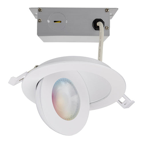 Satco S11293, 4'' LED Gimbaled Downlight, 9W, 120-277V, 2700K-5000K RGB & Tunable White, 650 Lumens, Round, White Finish