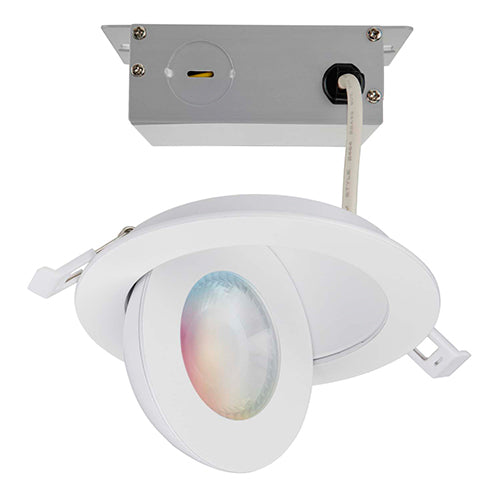 Satco S11293R1, 9WLED/GBL/4/RGBTW/WH, Starfish, 4'' LED Gimbaled Downlight, 9W, 120-277V, 2700-5000K RGB and Tunable White, 750 Lumens, Round, Remote Driver, White Finish