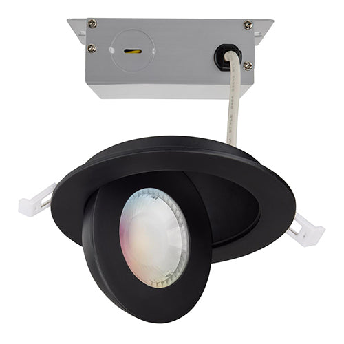 Satco S11294, 4'' LED Gimbaled Downlight, 9W, 120-277V, 2700K-5000K RGB & Tunable White, 650 Lumens, Round, Black Finish