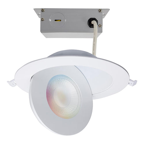 Satco S11295, 6'' LED Gimbaled Downlight, 15W, 120-277V, 2700K-5000K RGB & Tunable White, 1200 Lumens, Round, White Finish
