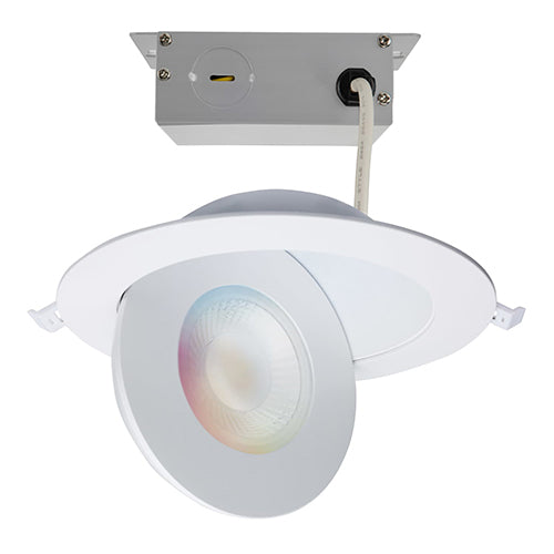 Satco S11295R1, Starfish, 6'' LED Gimbaled Downlight, 15W, 120-277V, 2700-5000K RGB and Tunable White, 1250 Lumens, Round, Remote Driver, White Finish