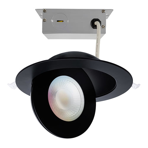Satco S11296R1, Starfish, 6'' LED Gimbaled Downlight, 15W, 120-277V, 2700-5000K RGB and Tunable White, 1250 Lumens, Round, Remote Driver, Black Finish