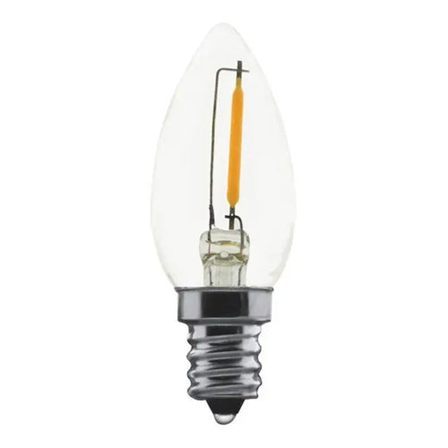 Satco S11308, C7 LED Filament, 0.7W, 120V, 2700K Warm White, 30 Lumens, Candelabra E12 Base, Clear Finish, 12 Packs