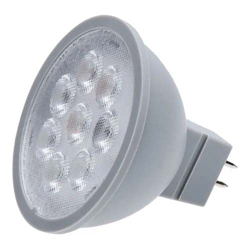 Satco S11343, MR16 LED, 6W, 24V, 5000K Natural Light, 550 Lumens, Bi Pin GU5.3 Base, Gray Finish