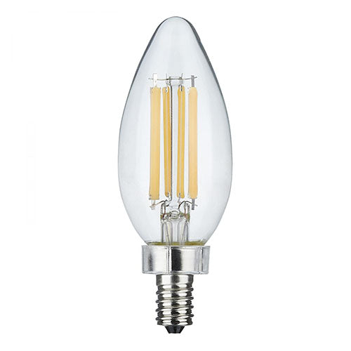 Satco S11345, C11 LED, 8W, 120V, 5000K Natural Light, 760 Lumens, Candelabra E12 Base, Clear Finish
