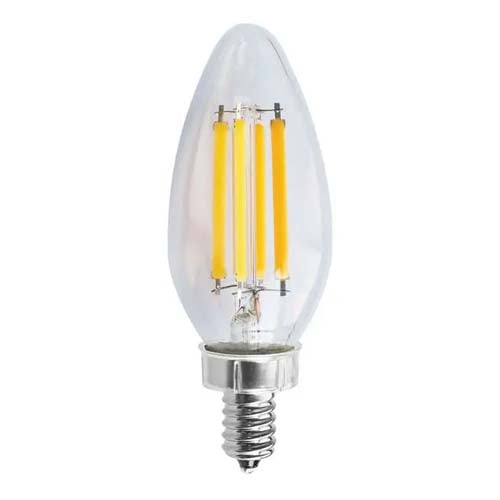 Satco S11385, C11 LED Filament, 8W, 120V, 3000K Soft White, 760 Lumens, Candelabra E12 Base, Clear Finish, 6 Packs