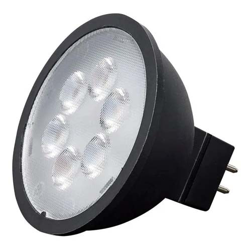 Satco S11399, MR16 LED, 6.5W, 12V, 5000K Natural Light, 500 Lumens, Bi Pin GU5.3 Base, 40° Beam Angle, Black Finish