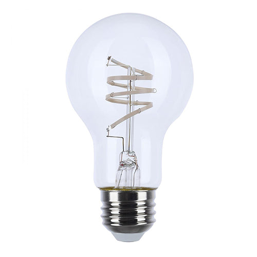 Satco S11521, A19 LED Filament, Flex Gray Coil Filame, 6W, 120V, 2700K Warm White, 500 Lumens, Medium E26 Base, Clear Finish