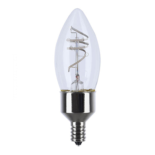 Satco S11525, B11 LED Filament, Flex Gray Coil Filament, 4W, 120V, 2700K Warm White, 350 Lumens, Candelabra E12 Base, Clear Finish