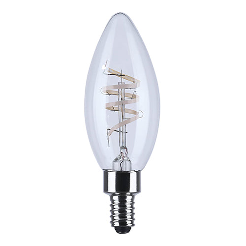 Satco S11525R1, B11 LED, Reminiscent, Flex Gray Coil Filament, 4W, 120V, 2700K Warm White, 350 Lumens, Candelabra E12 Base, Clear Finish
