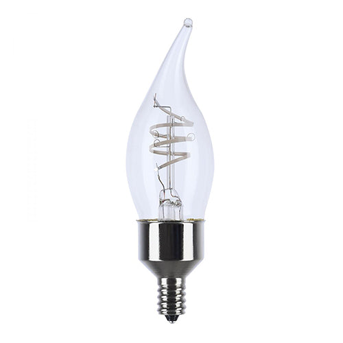 Satco S11526, CA11 LED Filament, Flex Gray Coil Filament, 4W, 120V, 2700K Warm White, 350 Lumens, Candelabra E12 Base, Clear Finish