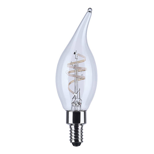 Satco S11526R1, CA11 LED, Reminiscent, Flex Gray Coil Filament, 4W, 120V, 2700K Warm White, 350 Lumens, Candelabra E12 Base, Clear Finish