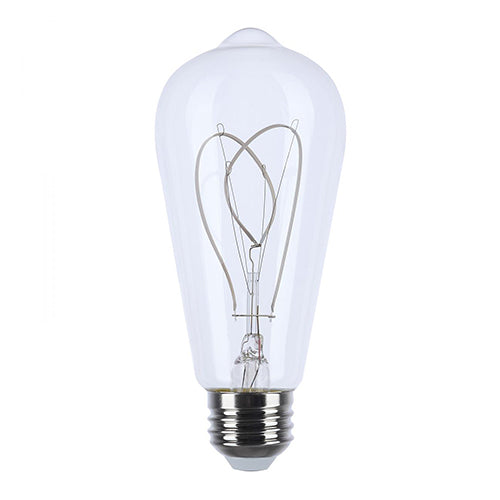 Satco S11527, ST19 Loop LED Filament, Flex Gray Filament, 6W, 120V, 2700K Warm White, 500 Lumens, Medium E26 Base, Clear Finish