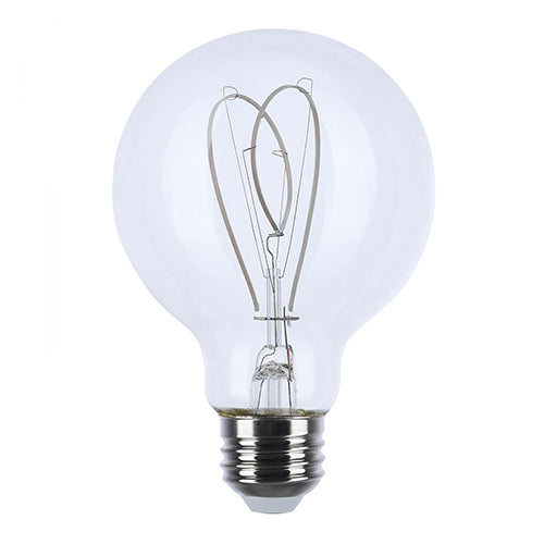 Satco S11528, G25 Loop LED Filament, Flex Gray Filament, 6W, 120V, 2700K Warm White, 500 Lumens, Medium E26 Base, Clear Finish