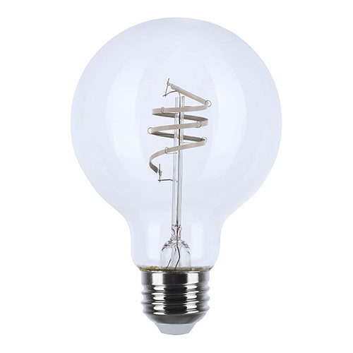 Satco S11531, G25 LED, Reminiscent, Flex Gray Coil Filament, 6W, 120V, 3000K Warm White, 500 Lumens, Medium E26 Base, Clear Finish