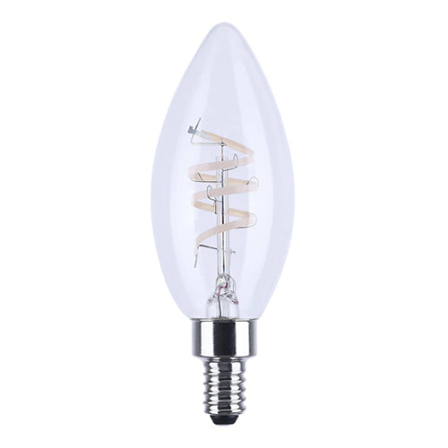 Satco S11533, B11 LED, Reminiscent, Flex Gray Coil Filament, 4W, 120V, 3000K Warm White, 350 Lumens, Candelabra E12 Base, Clear Finish