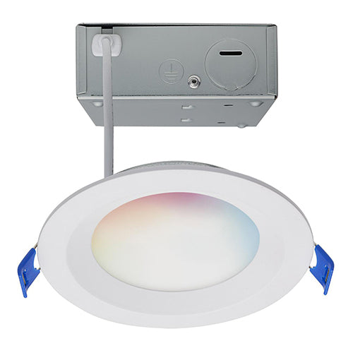 Satco S11564, 4'' LED Low Profile Regress Baffle Downlight, 9W, 120V, 2000K-5000K Tunable White and RGB, 540 Lumens, Round, White Finish