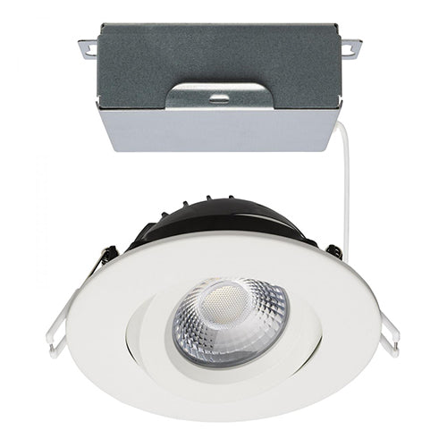 Satco S11618R1, 4'' LED Direct Wire Downlight, Gimbaled, 12W, 120V, 2700/3000/3500/4000/5000K CCT Selectable, 850 Lumens, Round, Remote Driver, White Finish