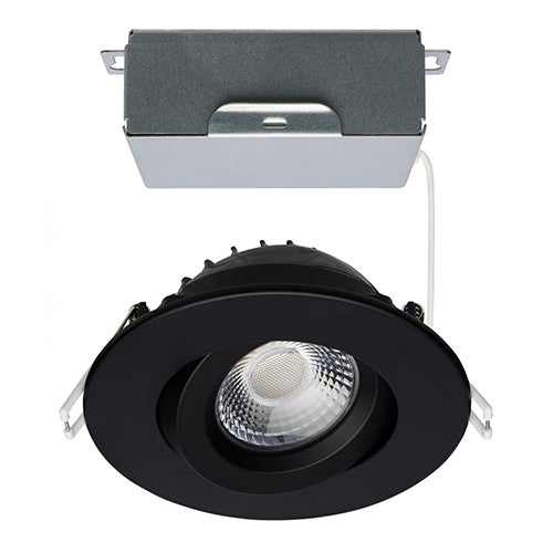 Satco S11619R1, 4'' LED Direct Wire Downlight, Gimbaled, 12W, 120V, 2700/3000/3500/4000/5000K CCT Selectable, 850 Lumens, Round, Remote Driver, Black Finish
