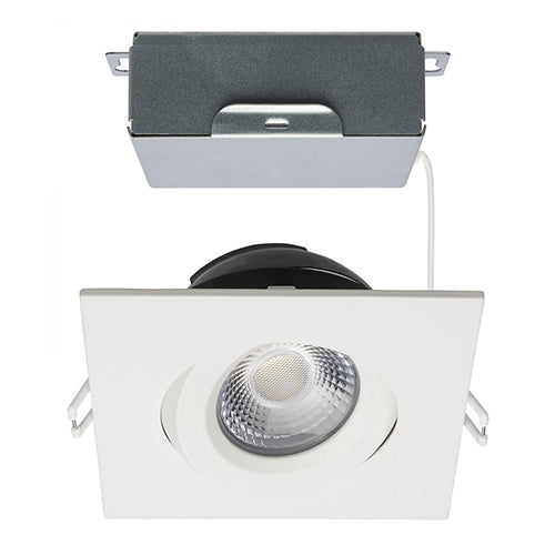 Satco S11621R1, 4'' LED Direct Wire Downlight, Gimbaled, 12W, 120V, 2700/3000/3500/4000/5000K CCT Selectable, 850 Lumens, Square, Remote Driver, White Finish