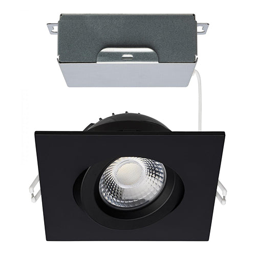 Satco S11622R1, 4'' LED Direct Wire Downlight, Gimbaled, 12W, 120V, 2700/3000/3500/4000/5000K CCT Selectable, 850 Lumens, Square, Remote Driver, Black Finish