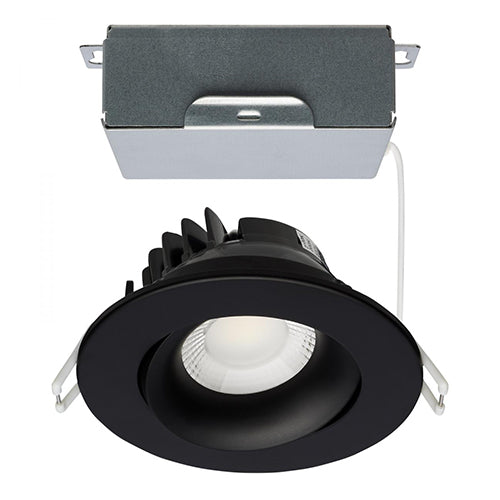 Satco S11625R1, 3.5'' LED Direct Wire Downlight, Gimbaled, 12W, 120V, 2700/3000/3500/4000/5000K CCT Selectable, 840 Lumens, Round, Remote Driver, Black Finish