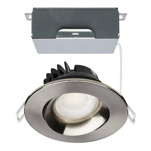 Satco S11626R1, 3.5'' LED Direct Wire Downlight, Gimbaled, 12W, 120V, 2700/3000/3500/4000/5000K CCT Selectable, 840 Lumens, Round, Remote Driver, Brushed Nickel Finish