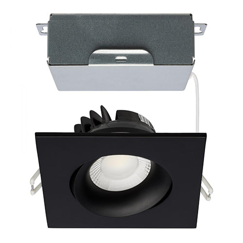 Satco S11628R1, 3.5'' LED Direct Wire Downlight, Gimbaled, 12W, 120V, 2700/3000/3500/4000/5000K CCT Selectable, 840 Lumens, Square, Remote Driver, Black Finish