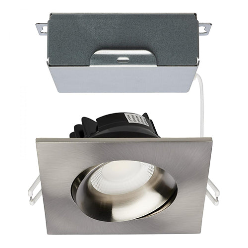Satco S11629R1, 3.5'' LED Direct Wire Downlight, Gimbaled, 12W, 120V, 2700/3000/3500/4000/5000K CCT Selectable, 840 Lumens, Square, Remote Driver, Brushed Nickel Finish