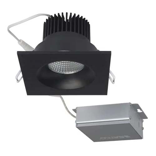 Satco S11634, 3.5'' LED Direct Wire Downlight, 12W, 120V, 3000K Warm White, 840 Lumens, Square, Remote Driver, Black Finish