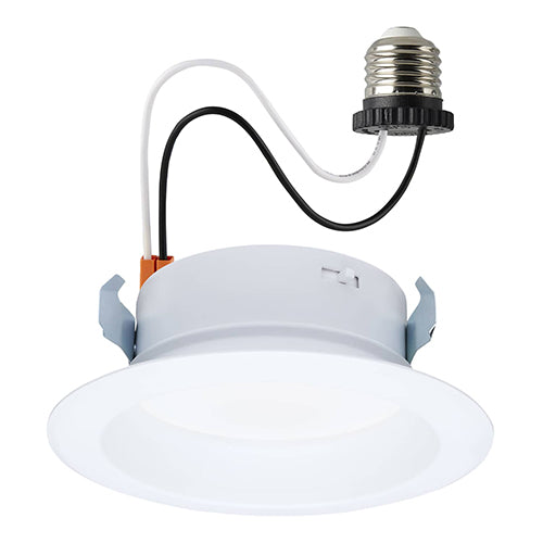 Satco S11647, 10WLED/DLR/4/CCT-SEL/RD/WH, 4'' LED High Output Downlight Retrofit, 10W, 120V, 2700/3000/3500/4000/5000K CCT Selectable, 820 Lumens, Round, White Finish