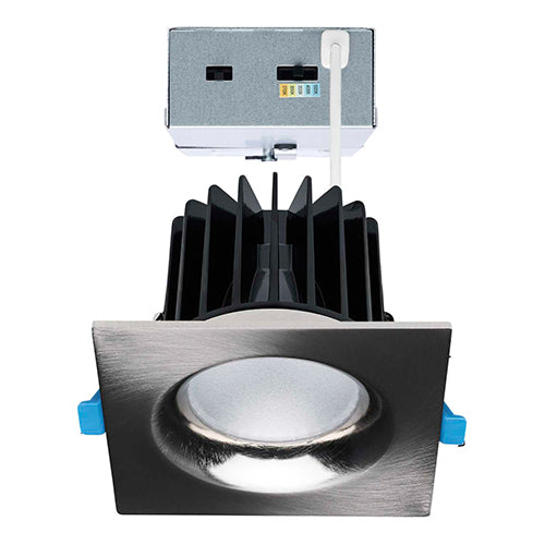 Satco S11675, 3'' LED Remote Driver Downlight, 16/20/24W, 120-277V, 2700/3000/3500/4000/5000K CCT Selectable, 1300/1600/2000 Lumens, Square, Dual Dimming, Brushed Nickel Finish