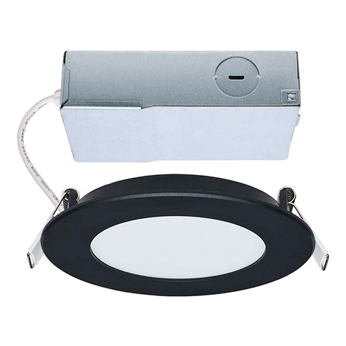 Satco S11685, 4'' LED Direct Wire Performer Series Downlight, 8W, 120V, 2700/3000/3500/4000/5000K CCT Selectable, 670 Lumens, Round, Flat Face, Black Finish