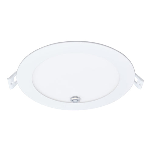 Satco S11697, 6'' LED Direct Wire Downlight, 15/11W, 120-277V, 2700/3000/3500/4000/5000K CCT Selectable, 1350/1050 Lumens, Round, with Integrated Emergency and Test Switch, Dual Dimming, White Finish
