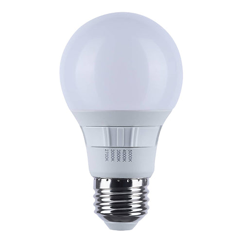 Satco S11771R1, A19 LED, 9W, 120V, 2700/3000/3500/4000/5000K CCT Selectable, 800 Lumens, Medium E26 Base, White Finish