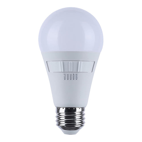 Satco S11776R1, A19 LED, 12W, 120V, 2700/3000/3500/4000/5000K CCT Selectable, 1100 Lumens, Medium E26 Base, White Finish