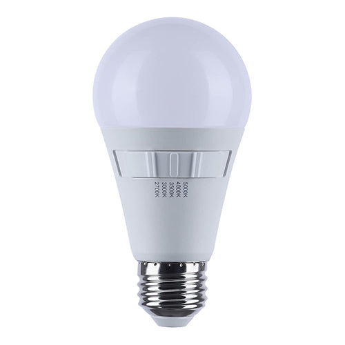 Satco S11777R1, A19 LED, 14W, 120V, 2700/3000/3500/4000/5000K CCT Selectable, 1500 Lumens, Medium E26 Base, White Finish