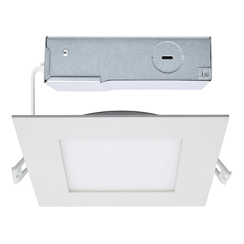 Satco S11830R1, 6''  LED Direct Wire Downlight, 12W, 120V, 2700/3000/3500/4000/5000K CCT Selectable, 1050 Lumens, Square, Edge-lit, White Finish