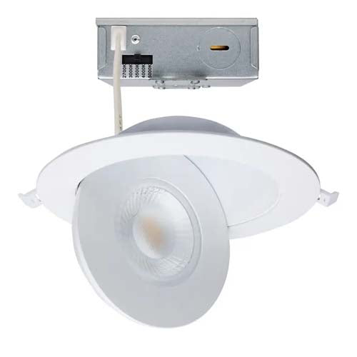 Satco S11860, 6'' LED Direct Wire Downlight, 15W, 120V, 2700/3000/3500/4000/5000K, 1280-1400 Lumens, Round, Remote Driver, White Finish