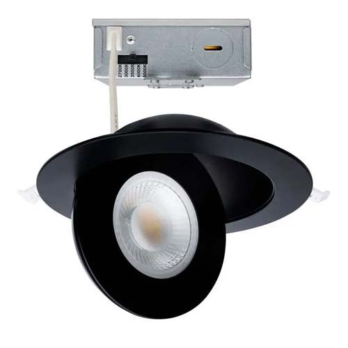 Satco S11862, 6'' LED Direct Wire Downlight, 15W, 120V, 2700/3000/3500/4000/5000K, 1280-1400 Lumens, Round, Remote Driver, Black Finish