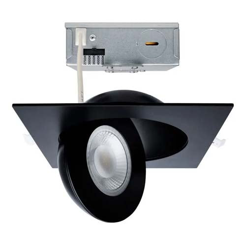 Satco S11863, 6'' LED Direct Wire Downlight, 15W, 120V, 2700/3000/3500/4000/5000K, 1280-1400 Lumens, Square, Remote Driver, Black Finish